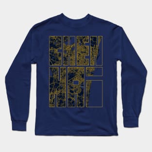 Chennai, India City Map Typography - Gold Art Deco Long Sleeve T-Shirt